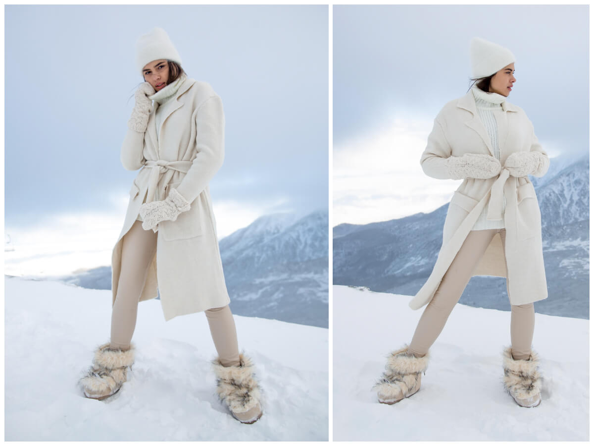 Golf damski w modnej stylizacji zimowej