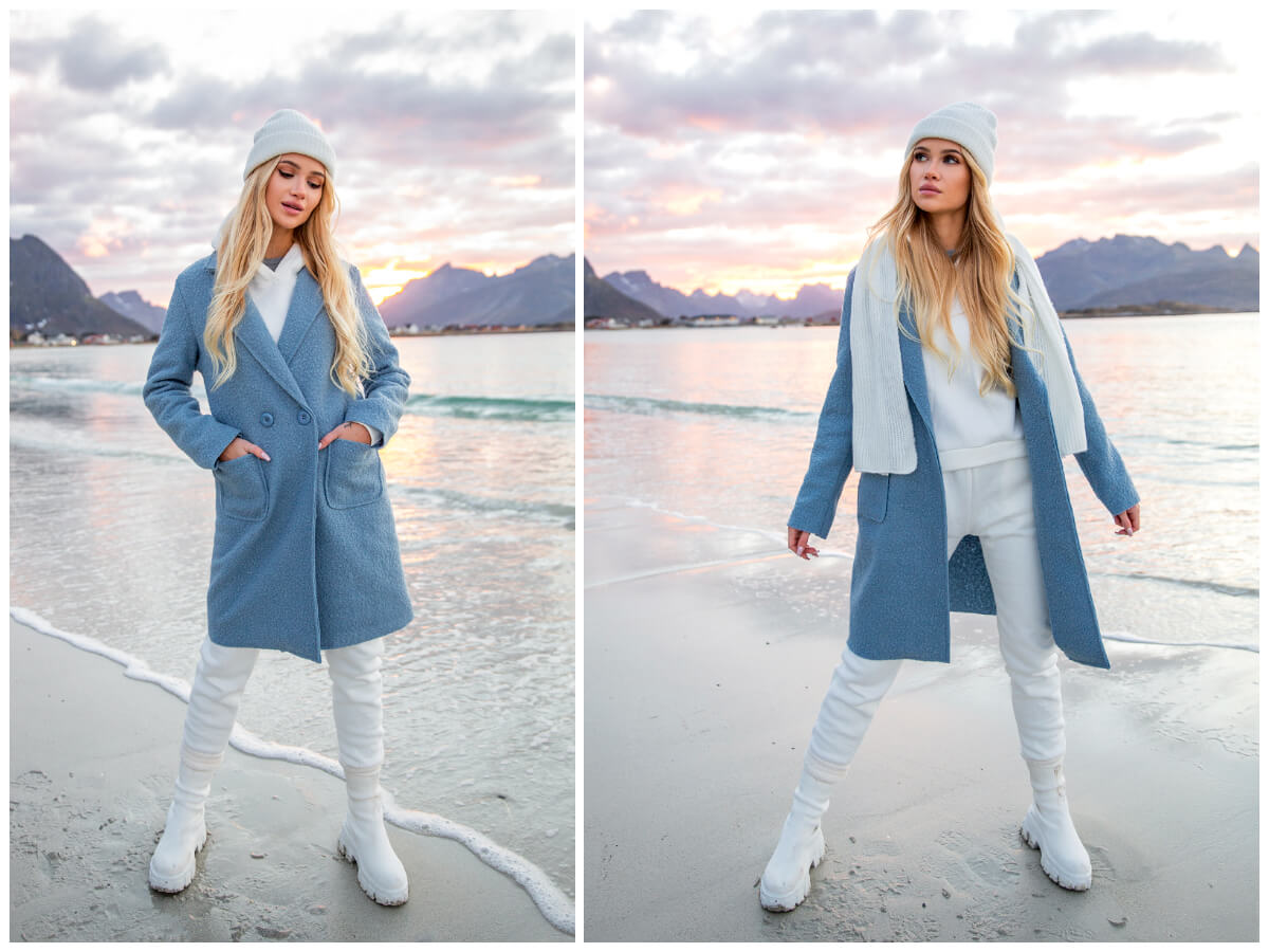 Sprawdź modny płaszcz damski na zimę w odcieniach niebieskiego
