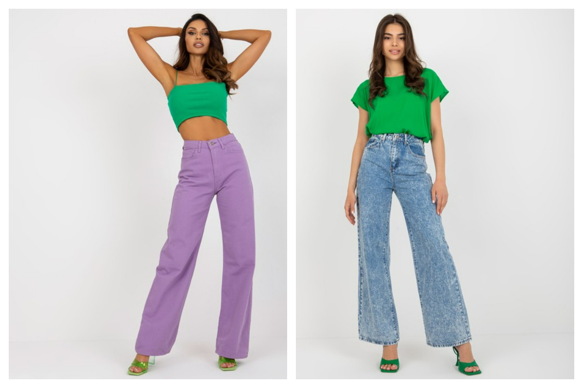 Spodnie jeans na lato w kolorze fioletowym 
