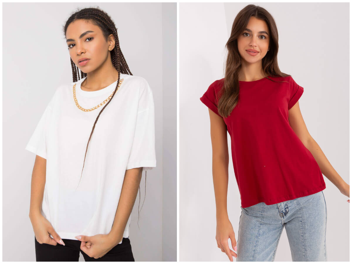 Gładkie bawełniane t shirty damskie ze sklepu online.