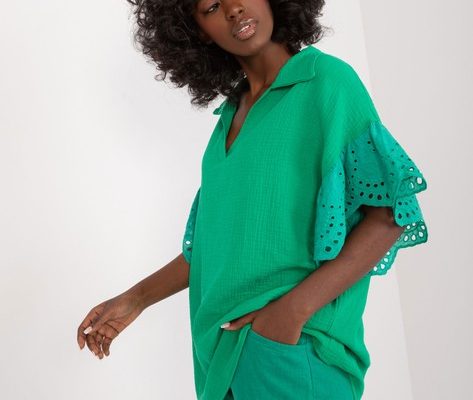 Zielona damska bluzka bawełniana